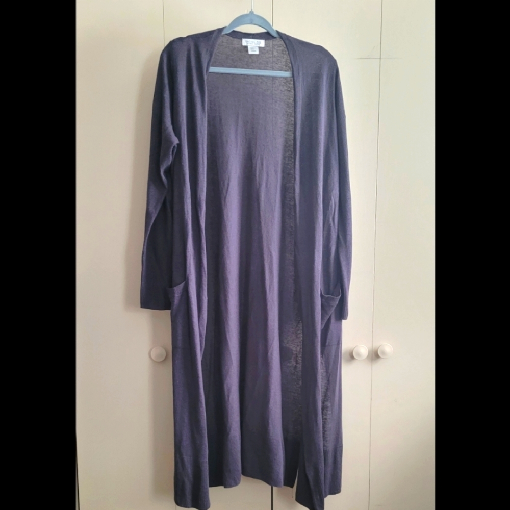 Linen blend cardigan duster